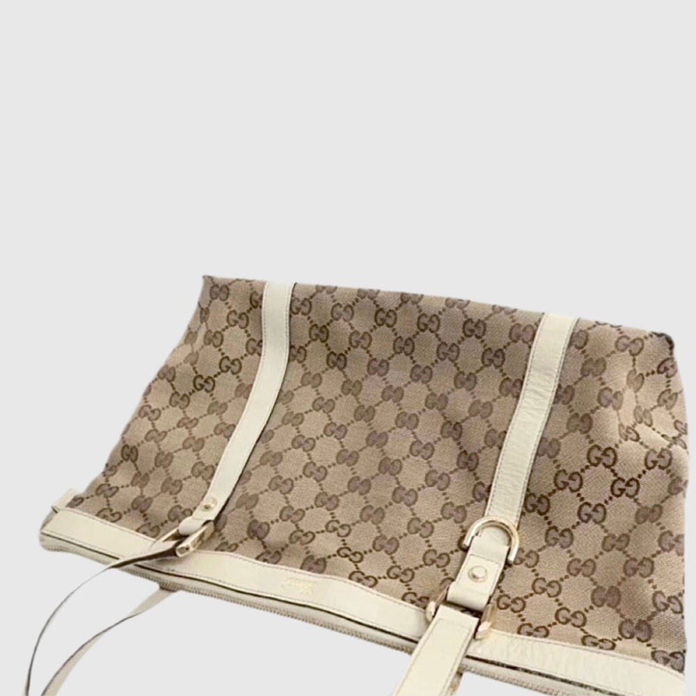 Gucci GG Monogram Canvas Leather Medium Shoulder Bag Tote - Picture 3 of 7